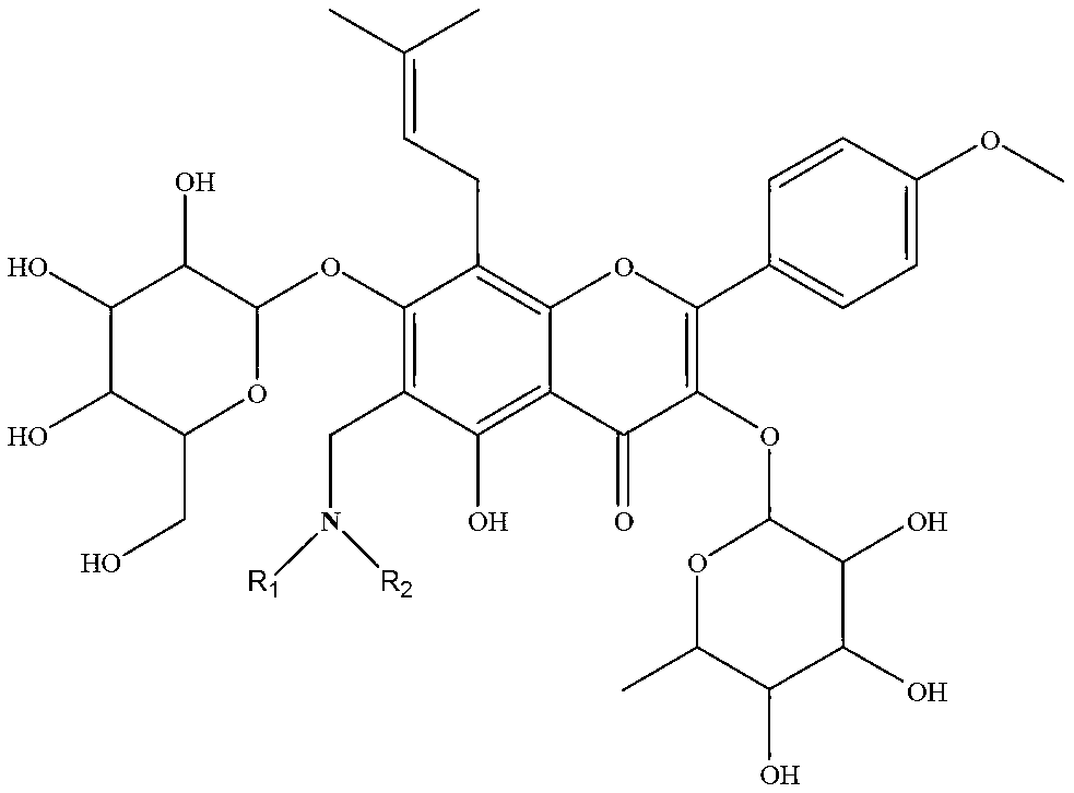 Icariin derivative, and preparation method and application thereof