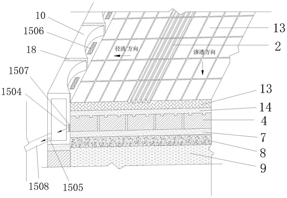 Sidewalk drainage structure and combined drainage method of sidewalk drainage structure and drainage kerbs