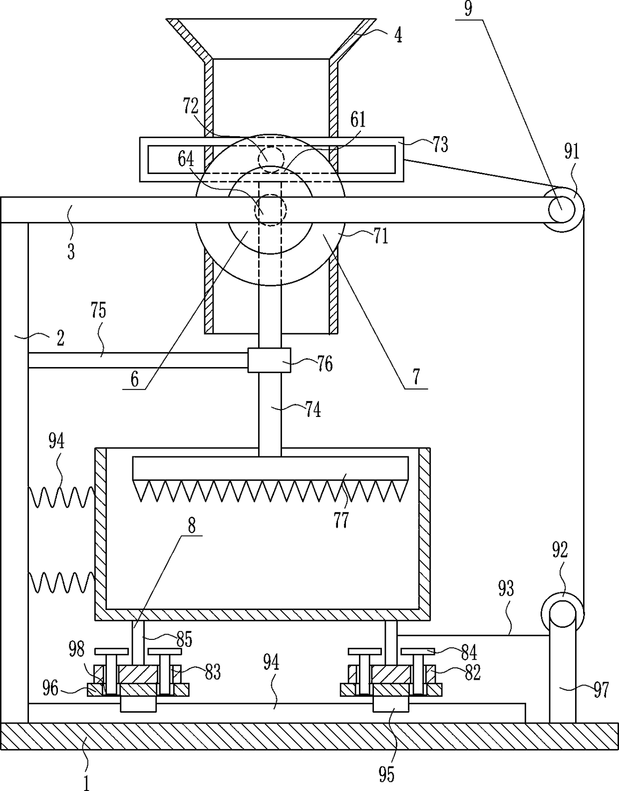 Waste lighting lamp crushing device for tunnel construction