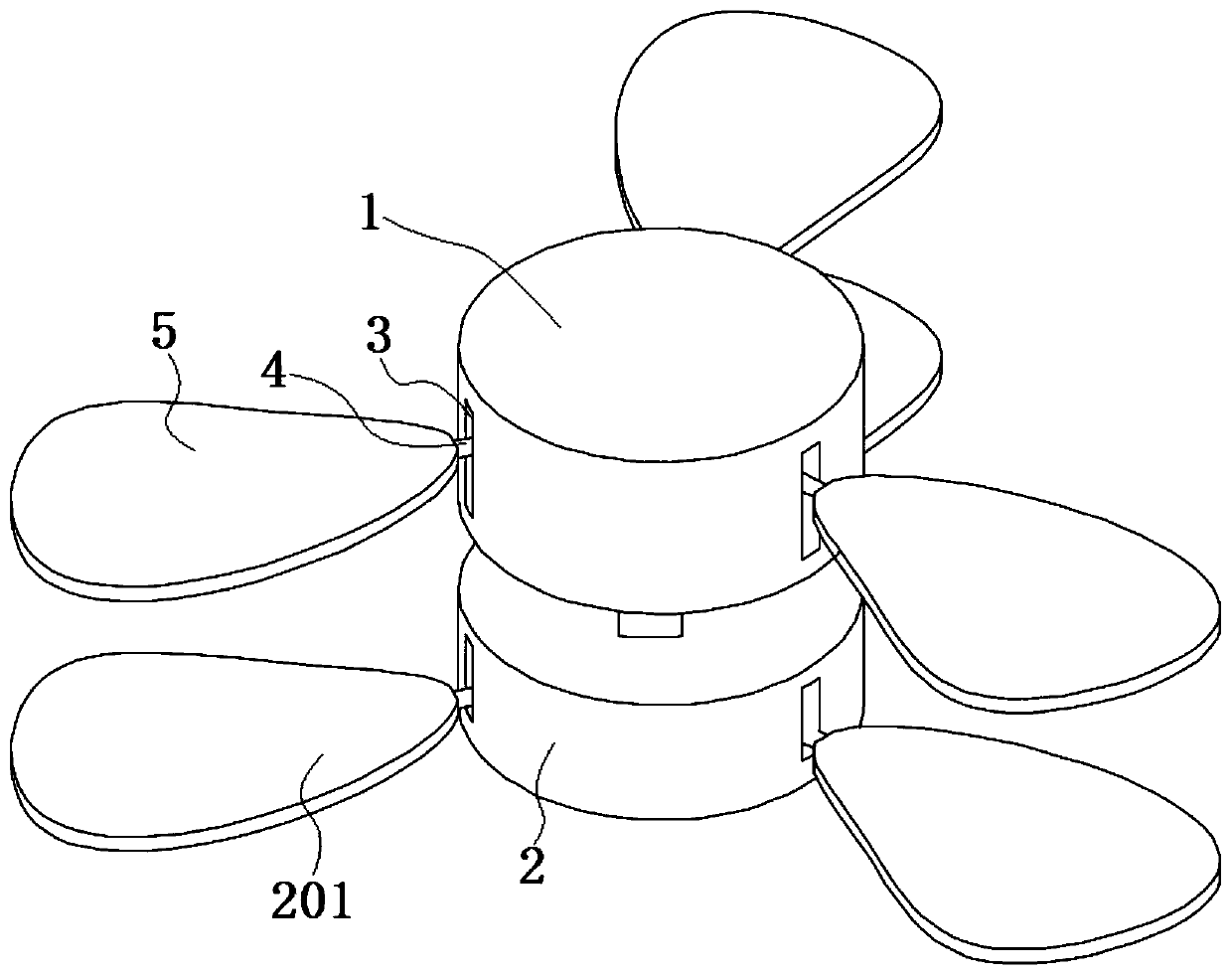 Double-layer fan blade for gas-liquid separation