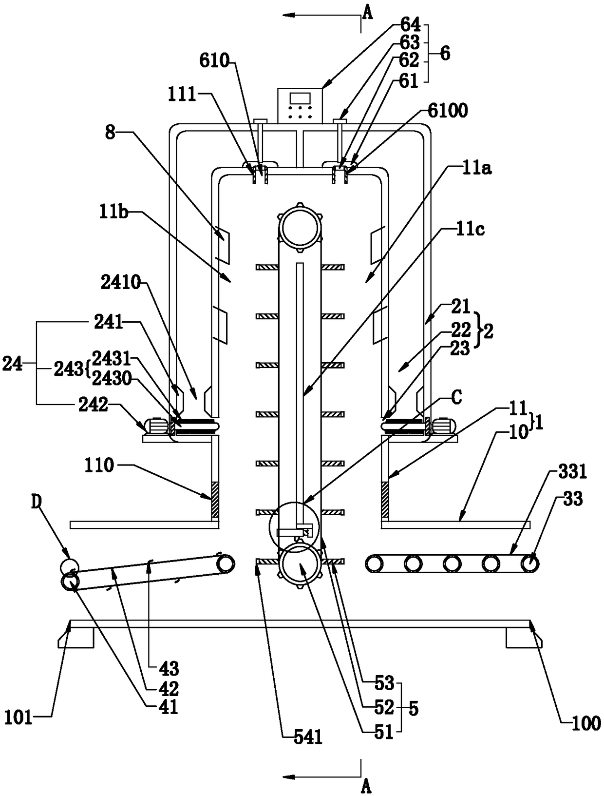 Vertical oven for circuit board and drying method thereof