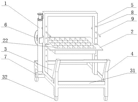 Sampling trolley with detachable tray