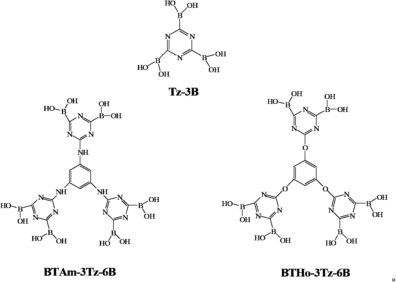 Triazine boric acid derivatives and preparation methods thereof