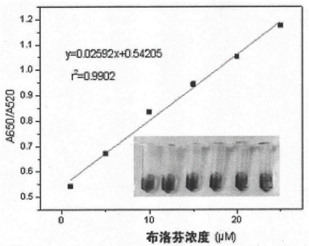 Aptamer-modified nanogold colorimetric detection-based analysis method of ibuprofen