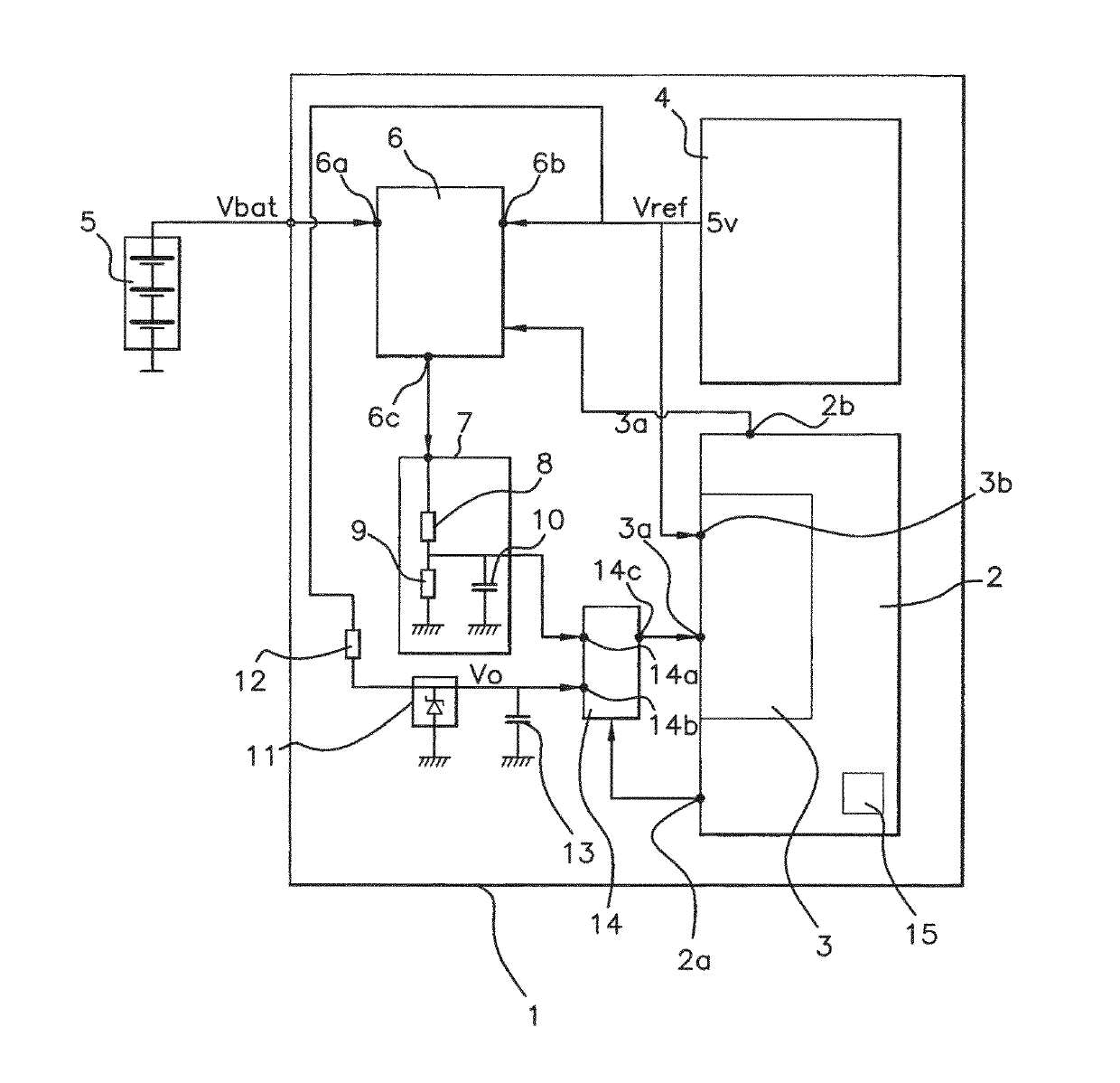 Method and device for measuring a DC voltage such as the voltage of a motor vehicle battery