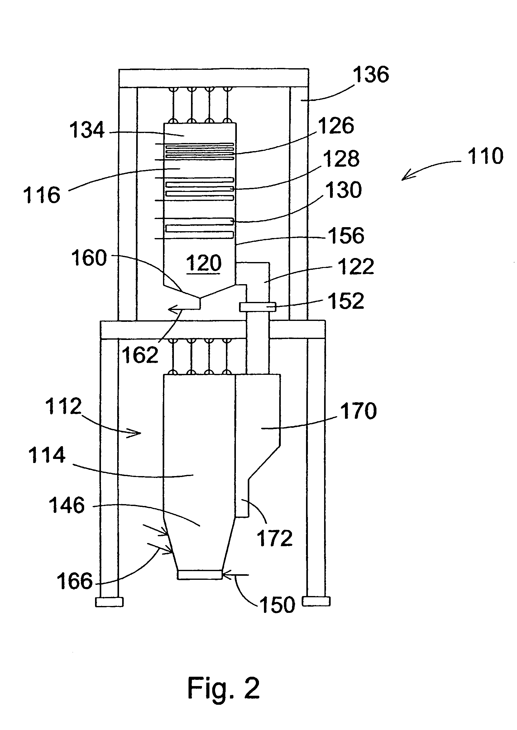 Tower boiler including a stationary supporting structure