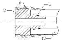 Reducing two-way pipe joint and reducing two-way pipe joint component