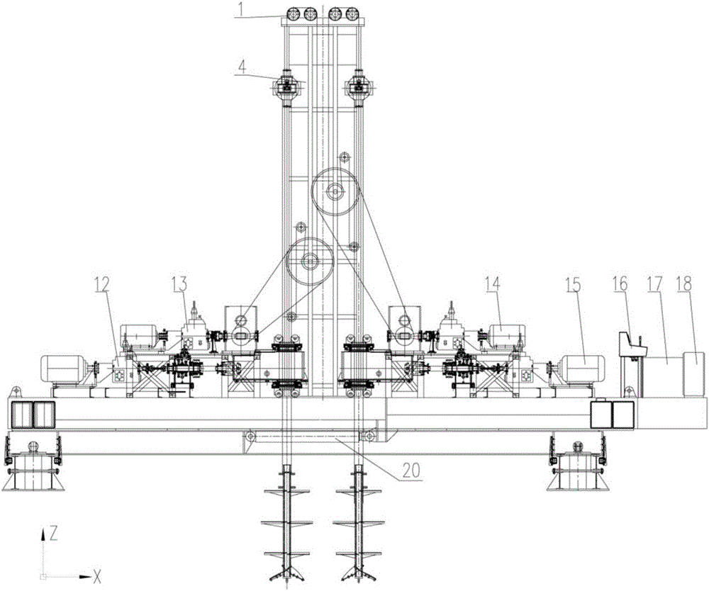 Double-row multi-shaft pile machine