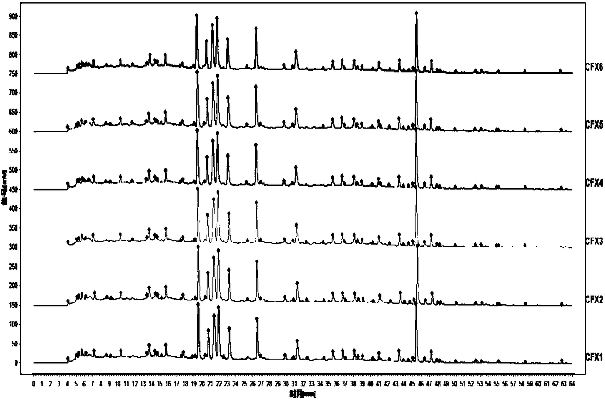 Establishing method of tetrandra and poria decoction fingerprint atlas and fingerprint atlas