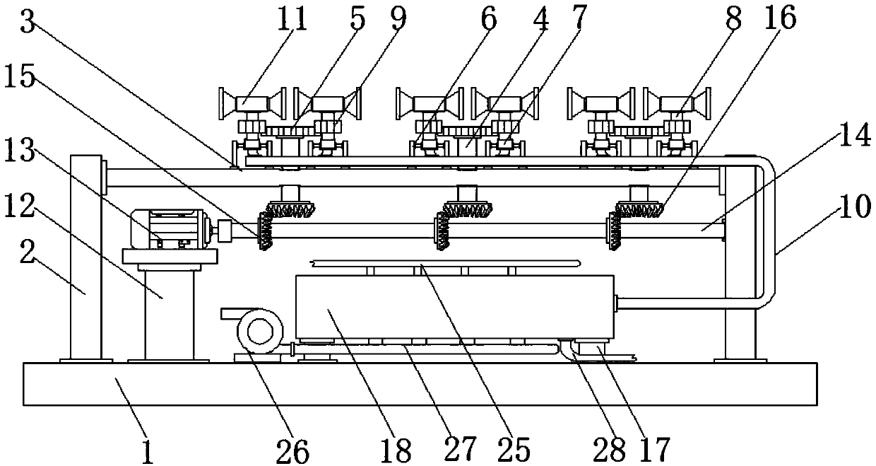 High-efficient dedusting device for garment production workshop