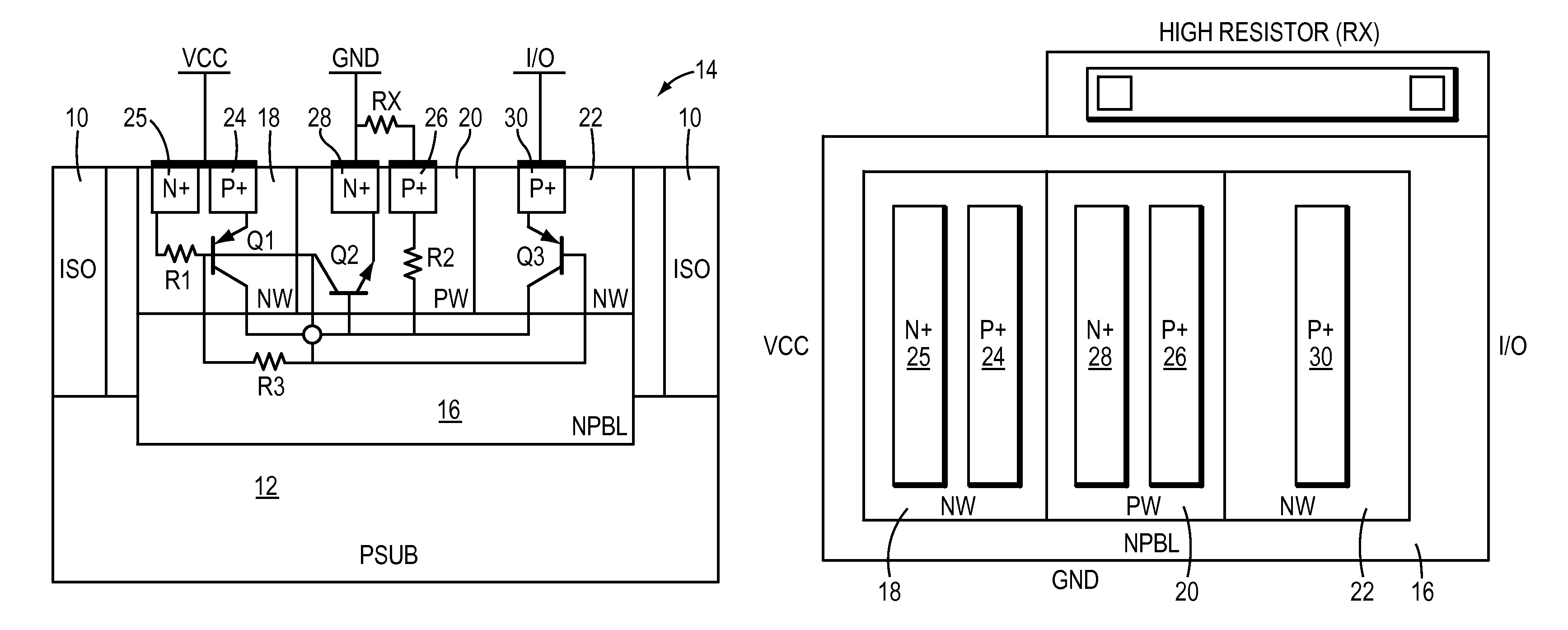 SCR controlled by the power bias