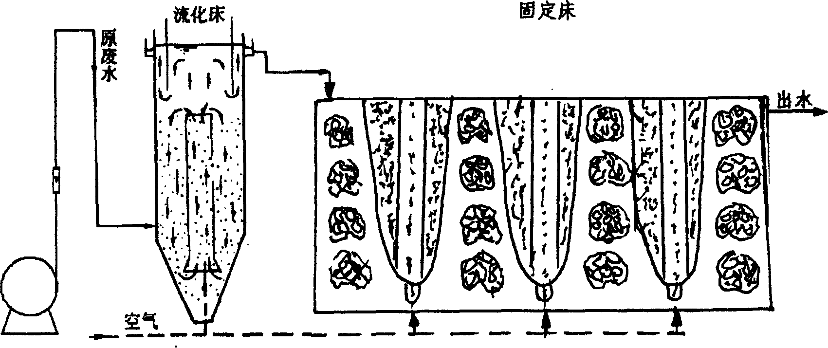 Process for treating waste water by aerobic-anaerobic microbic repeated coupling