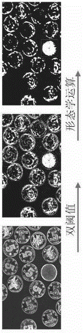 Method and device for identifying flat cakes mixed in coins