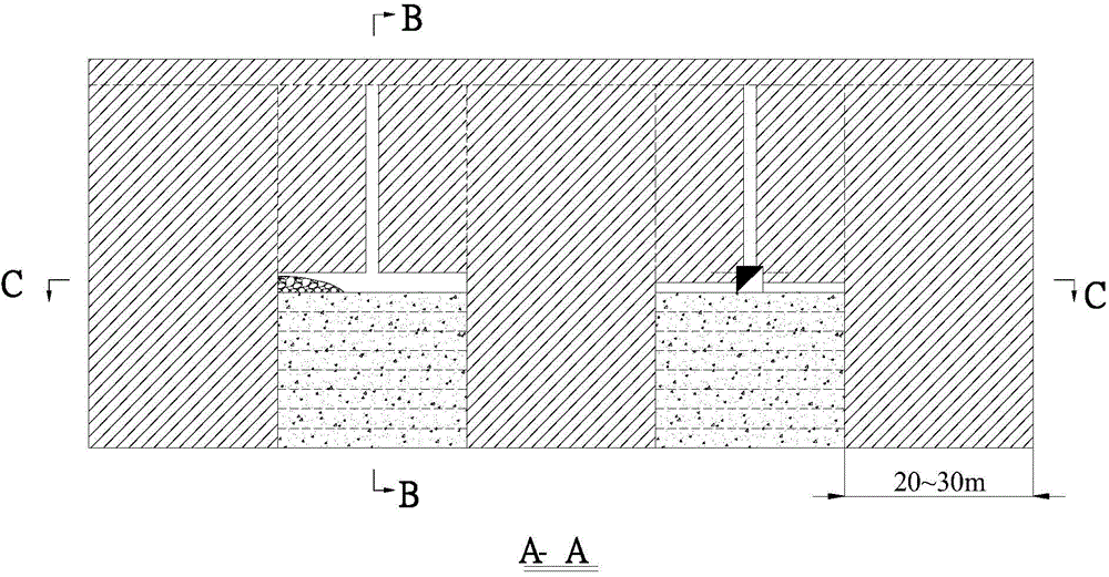 Divided mining method for inclined medium-thick ore body with unstable false roof