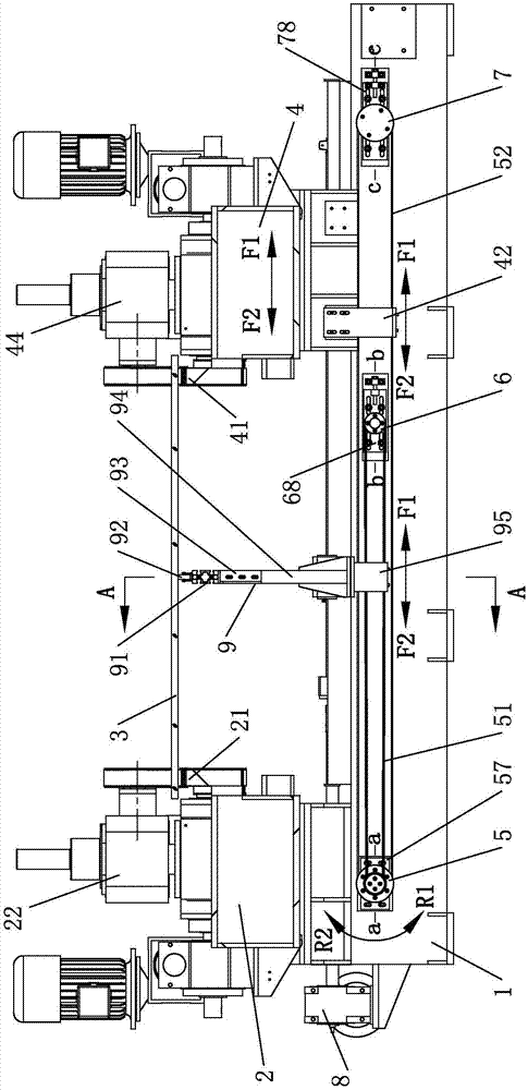 Middle supporting wheel structure of horizontal bilateral glass edge grinding machine