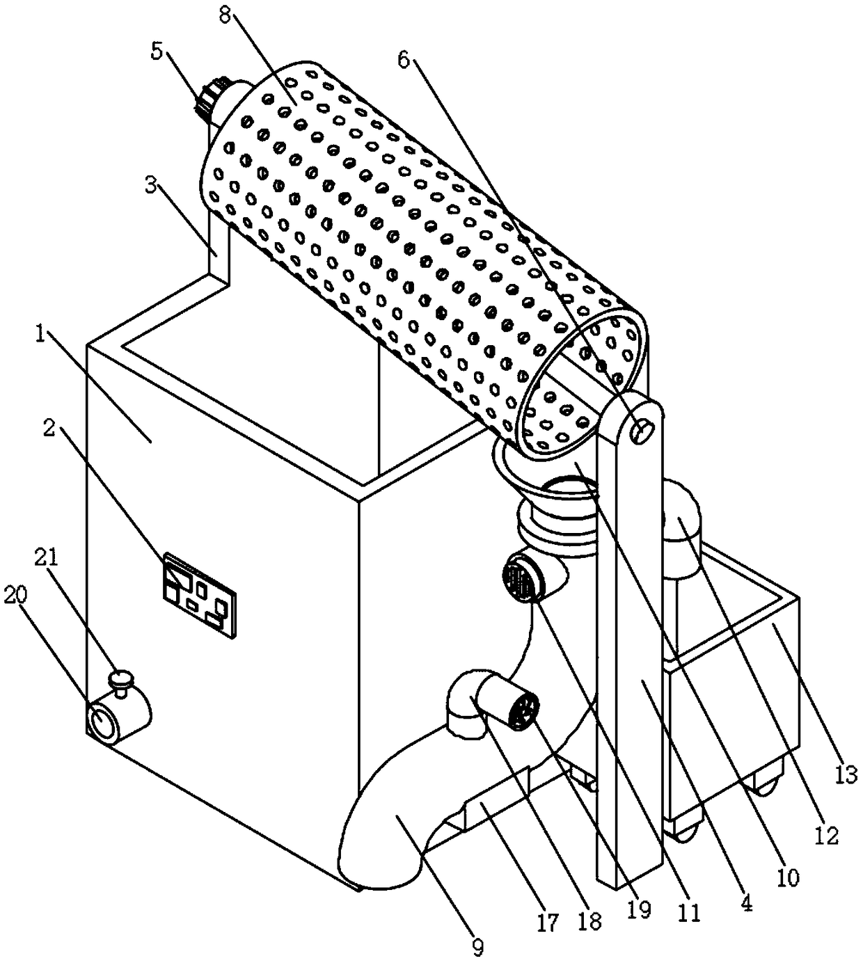 Drainage and material conveying device in soybean soaking system