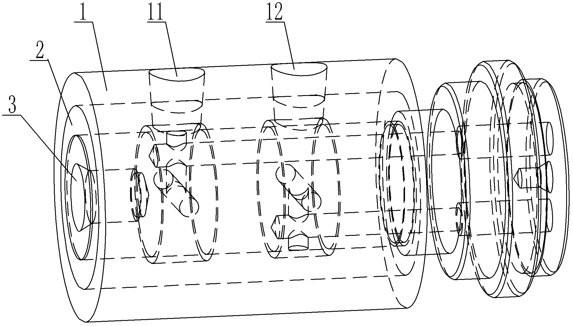 Rotary gas distribution device for pneumatic chuck