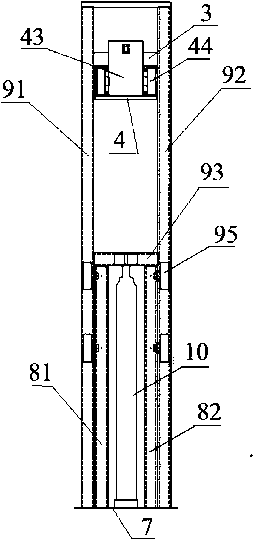 A lifting beam mechanism of a hoist used for cable laying in a tunnel