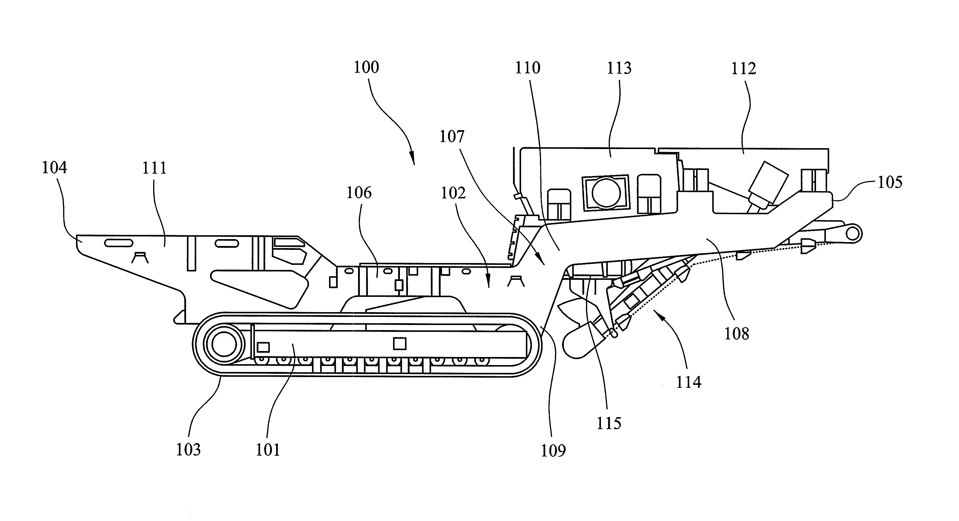 Main frame for mobile bulk processing apparatus