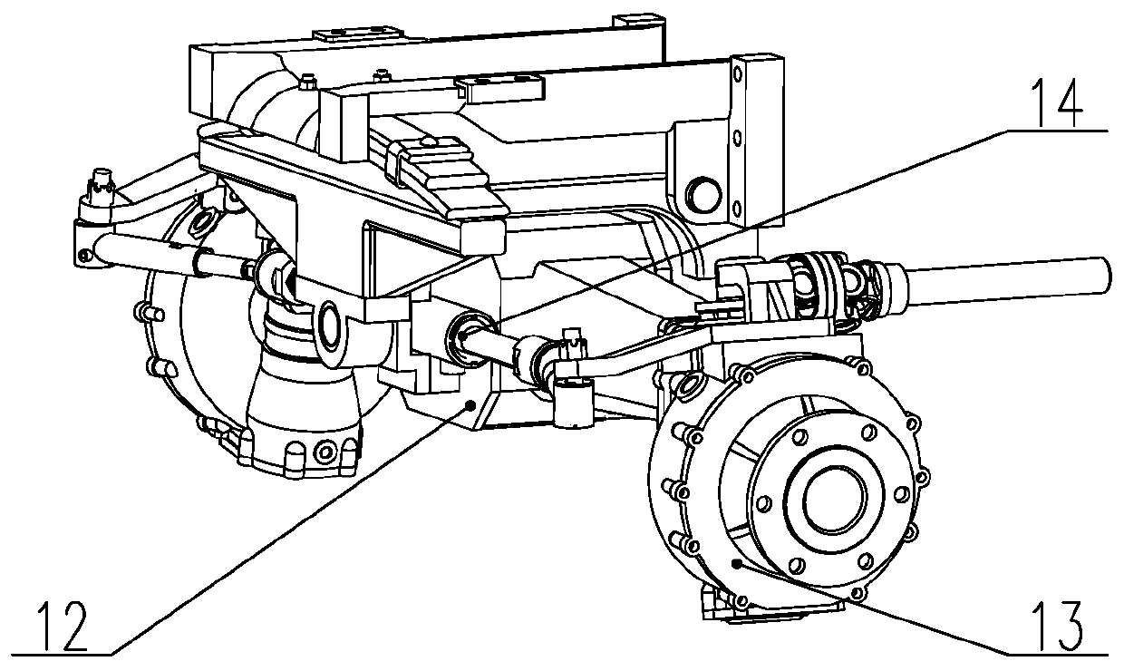 Double-bracket vibration damping front drive axle of tractor