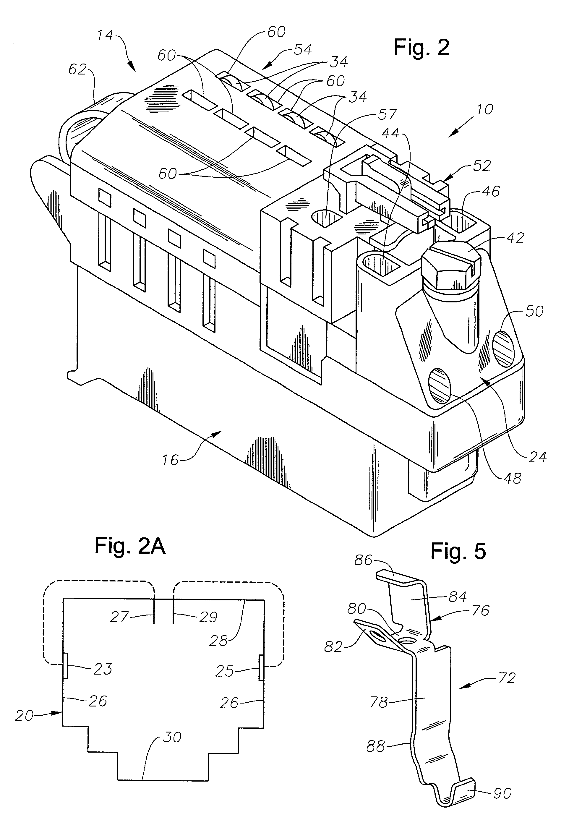 Wire termination device having test contacts on cover