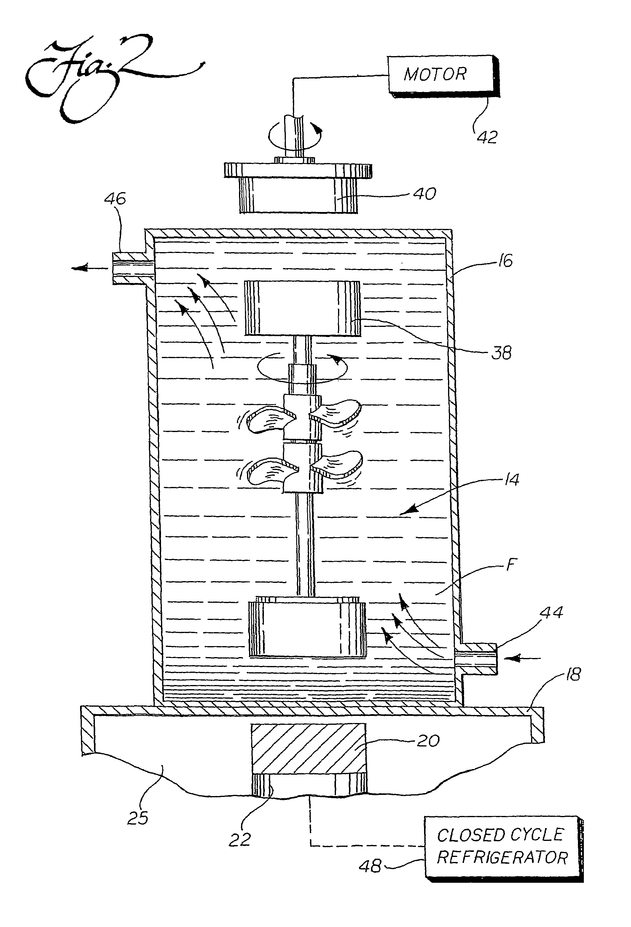 System using a levitating, rotating pumping or mixing element and related methods