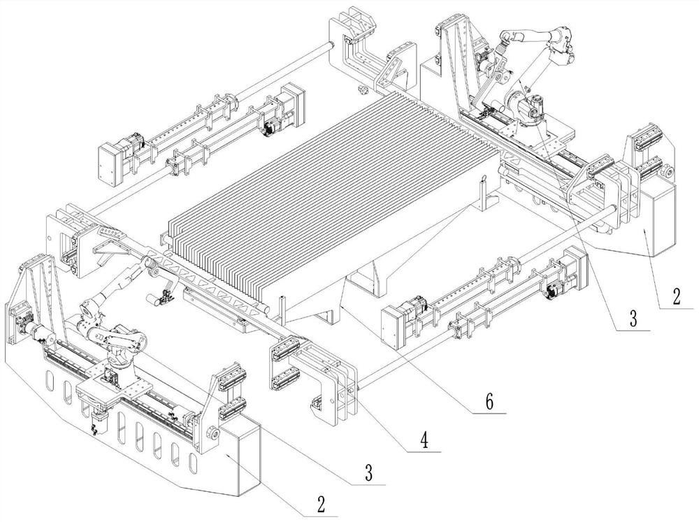 Flexible assembling and welding workstation for finned radiator for transformer and production method