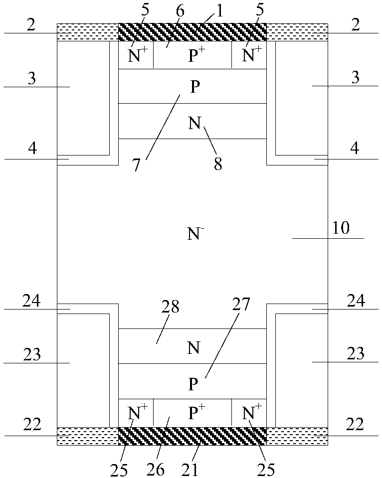 A kind of bidirectional igbt device and manufacturing method thereof