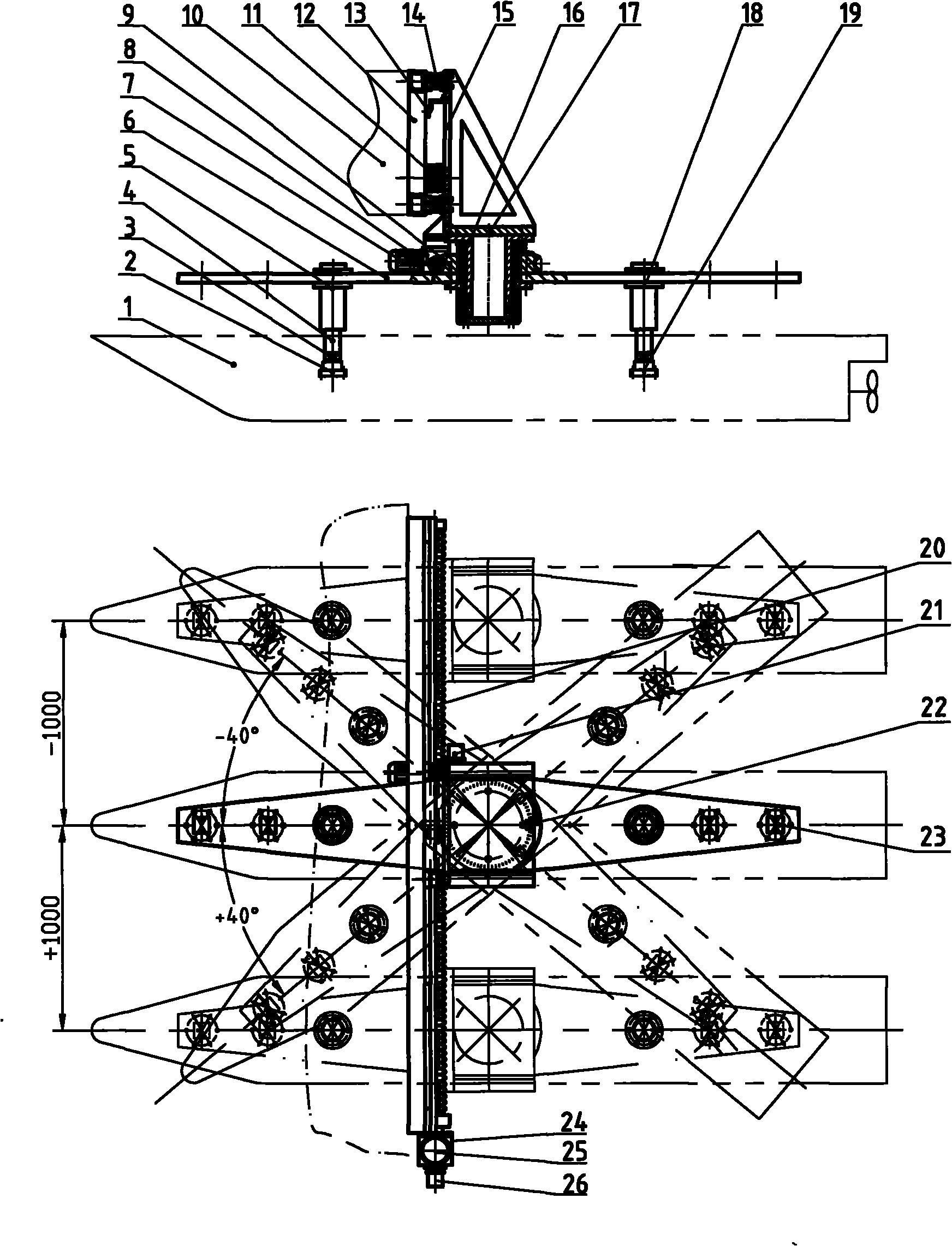 Horizontal plane motion mechanism for towing tank test