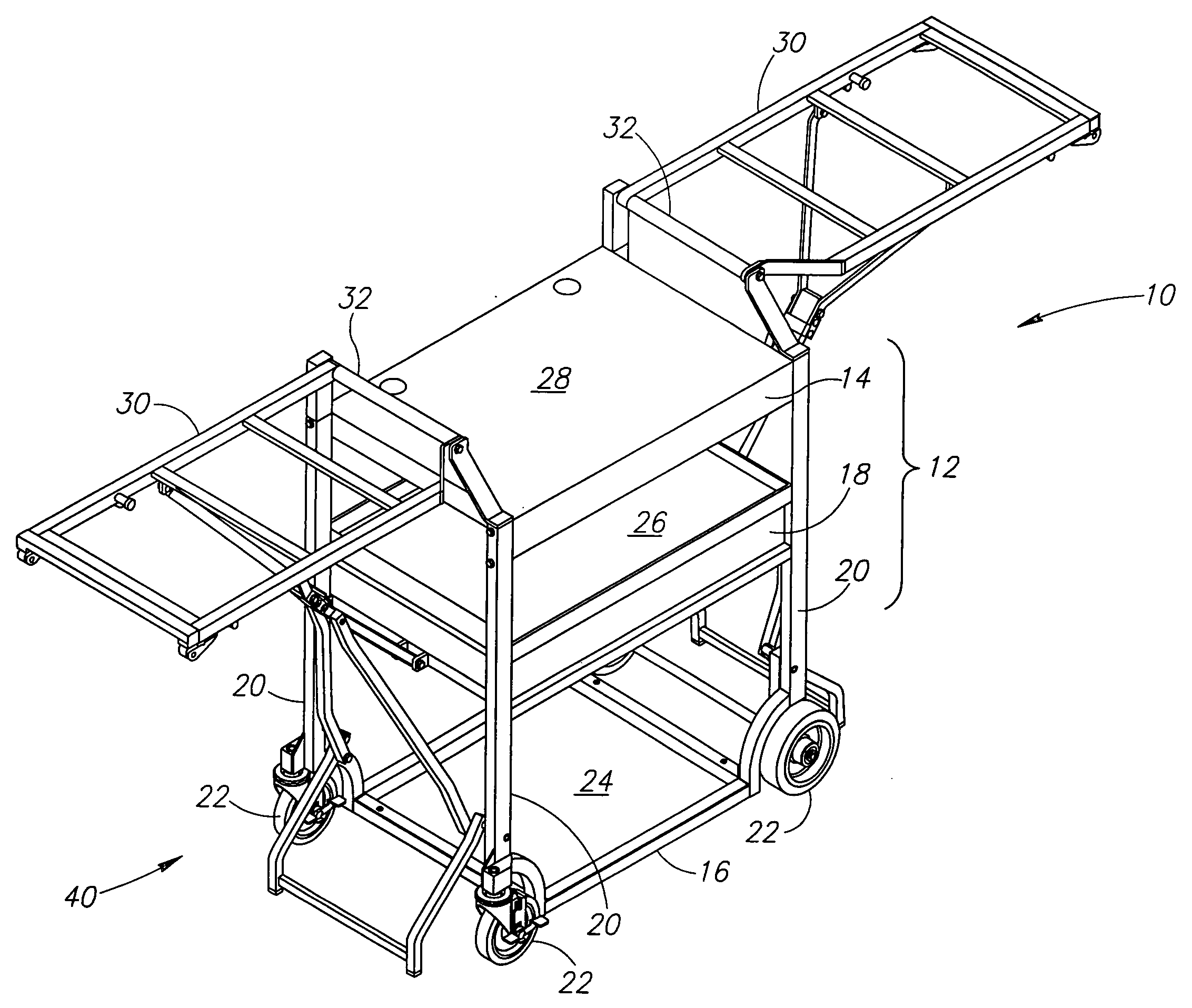 Multiple link, self-jacking work cart wa002