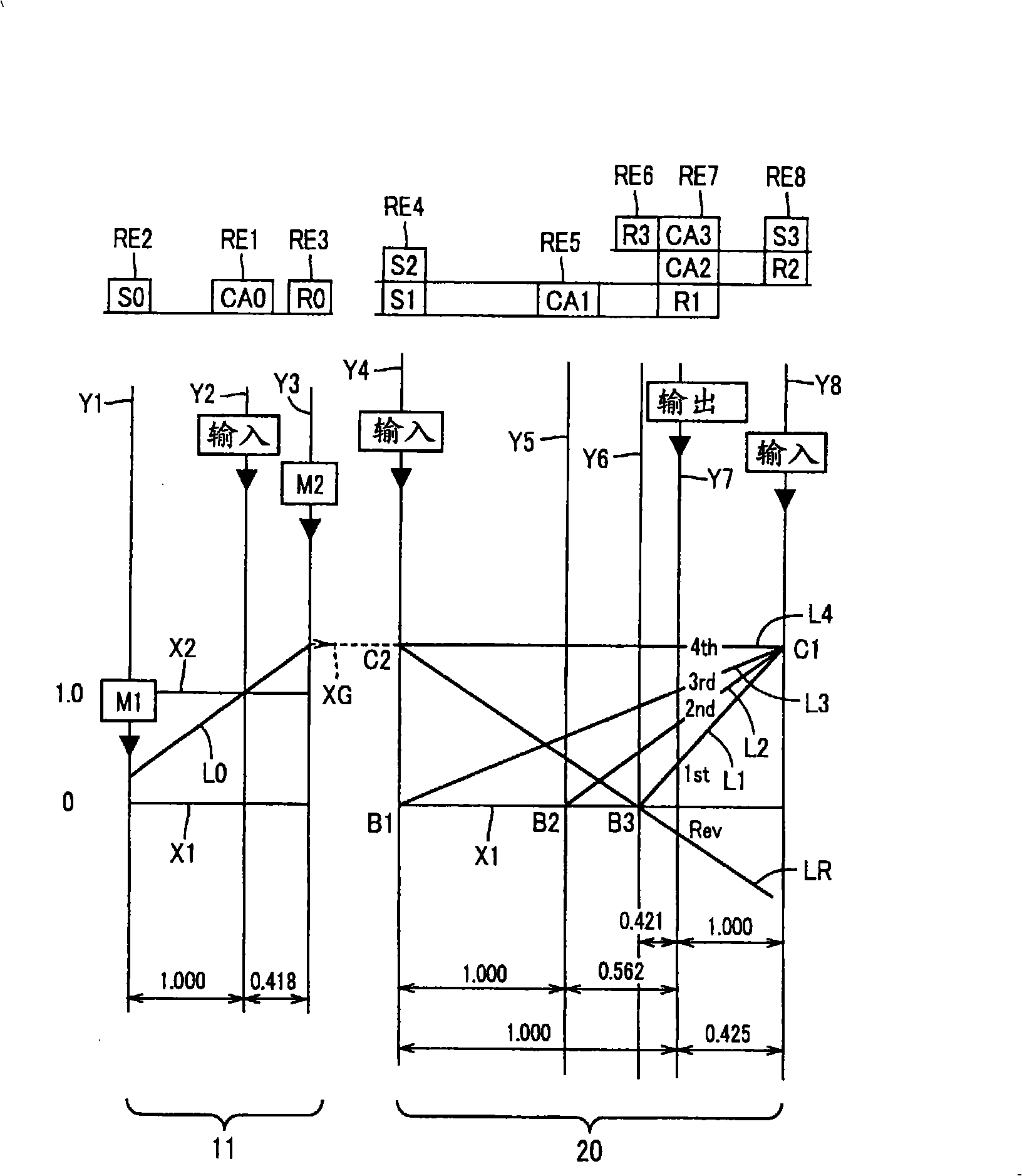 Engine start-up device for hybrid vehicle power transmitting device