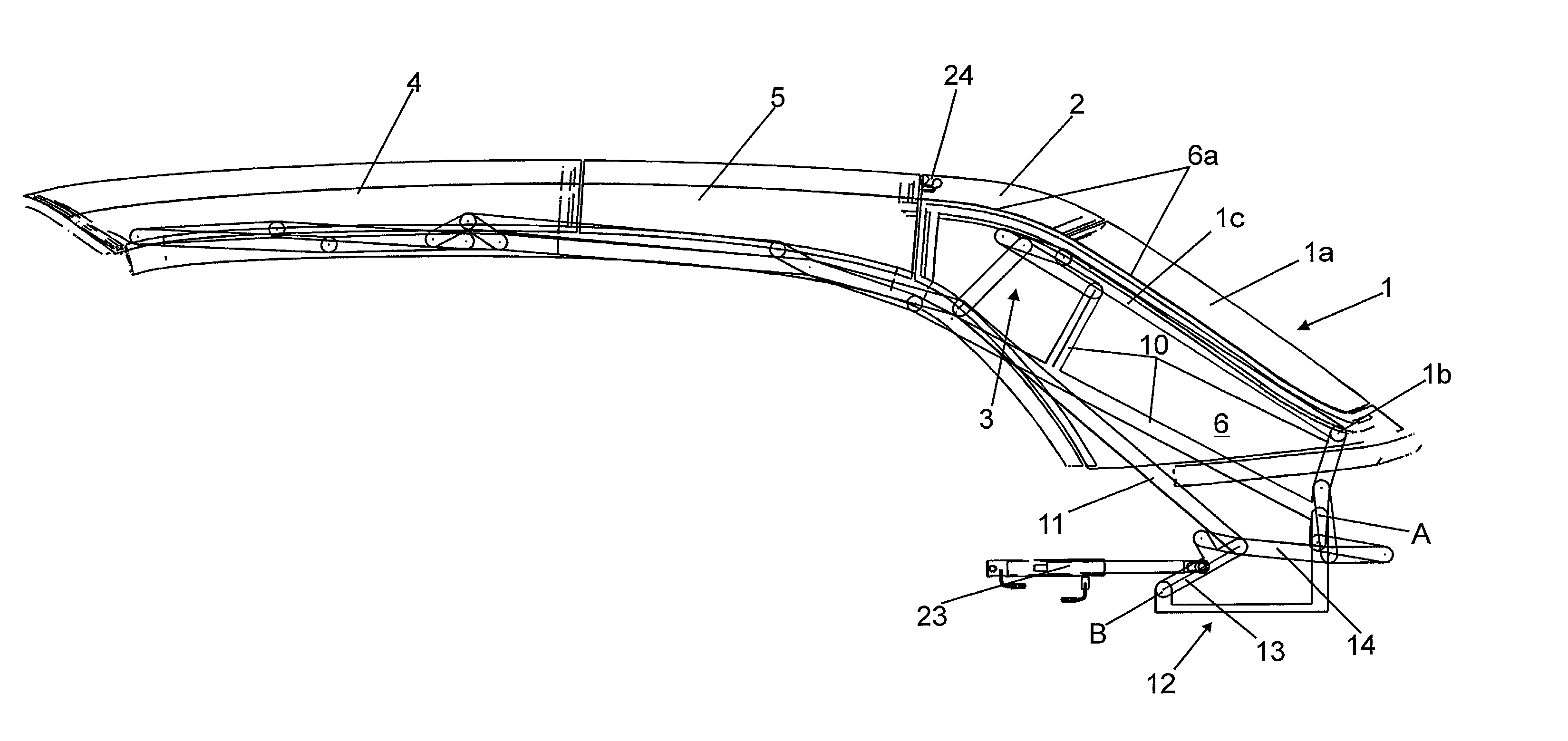 Retractable top with rear-window control