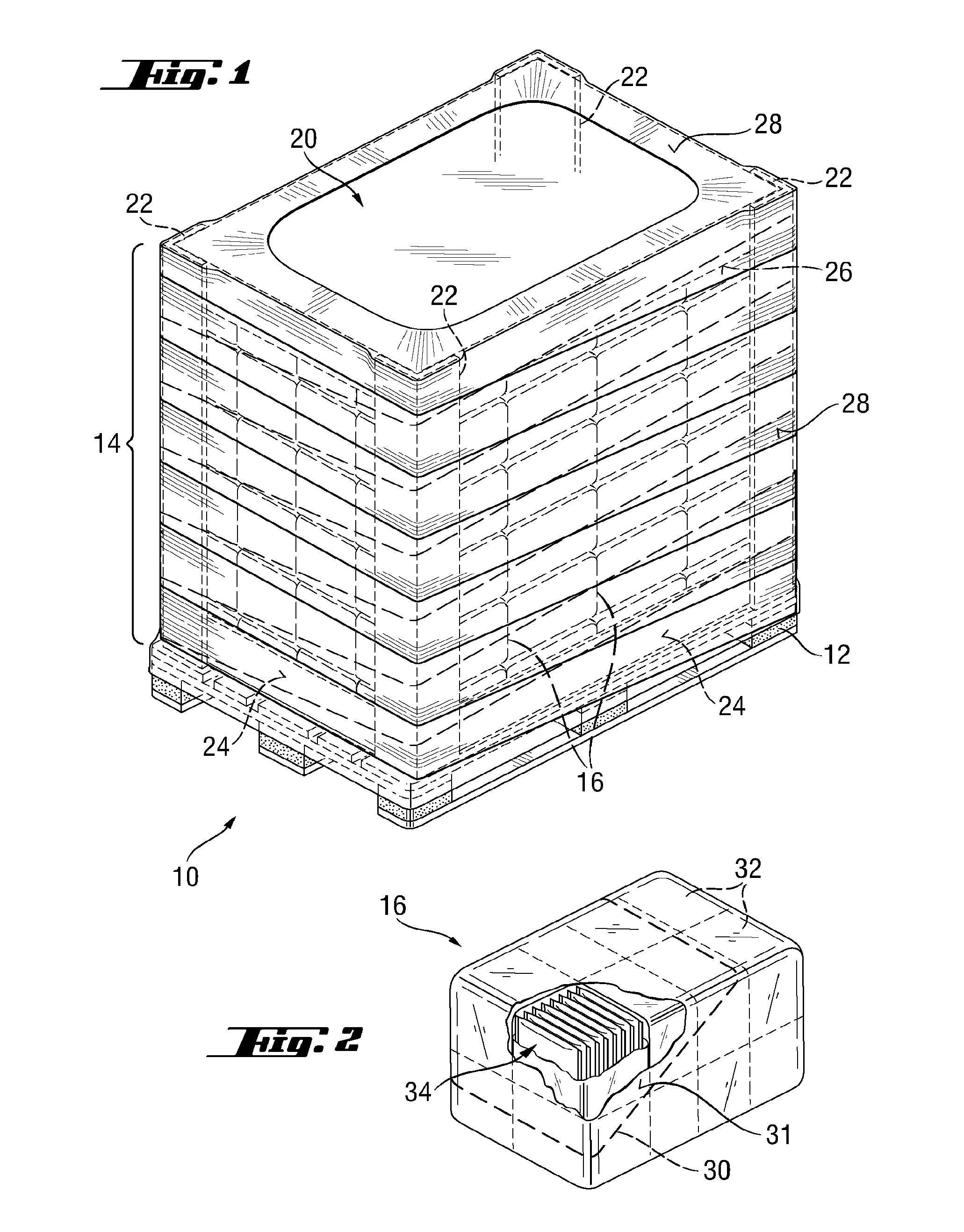 Unit load for the transport of absorbent hygiene articles