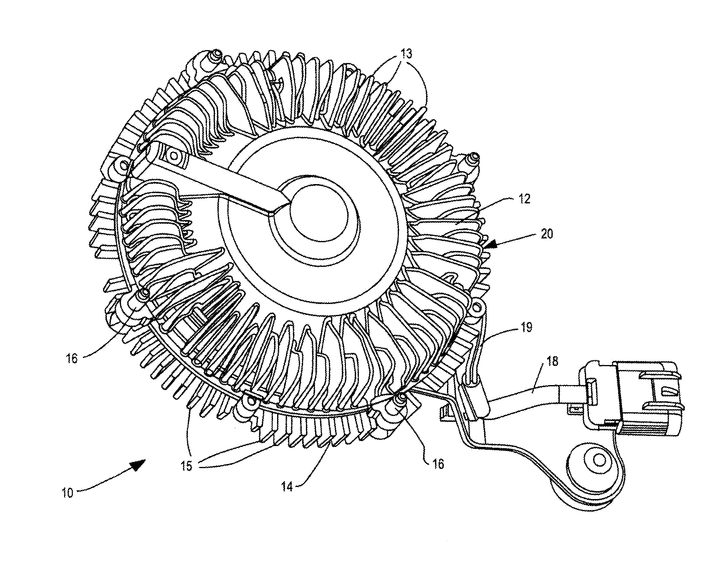 Electronically controlled viscous fan drive with bushing