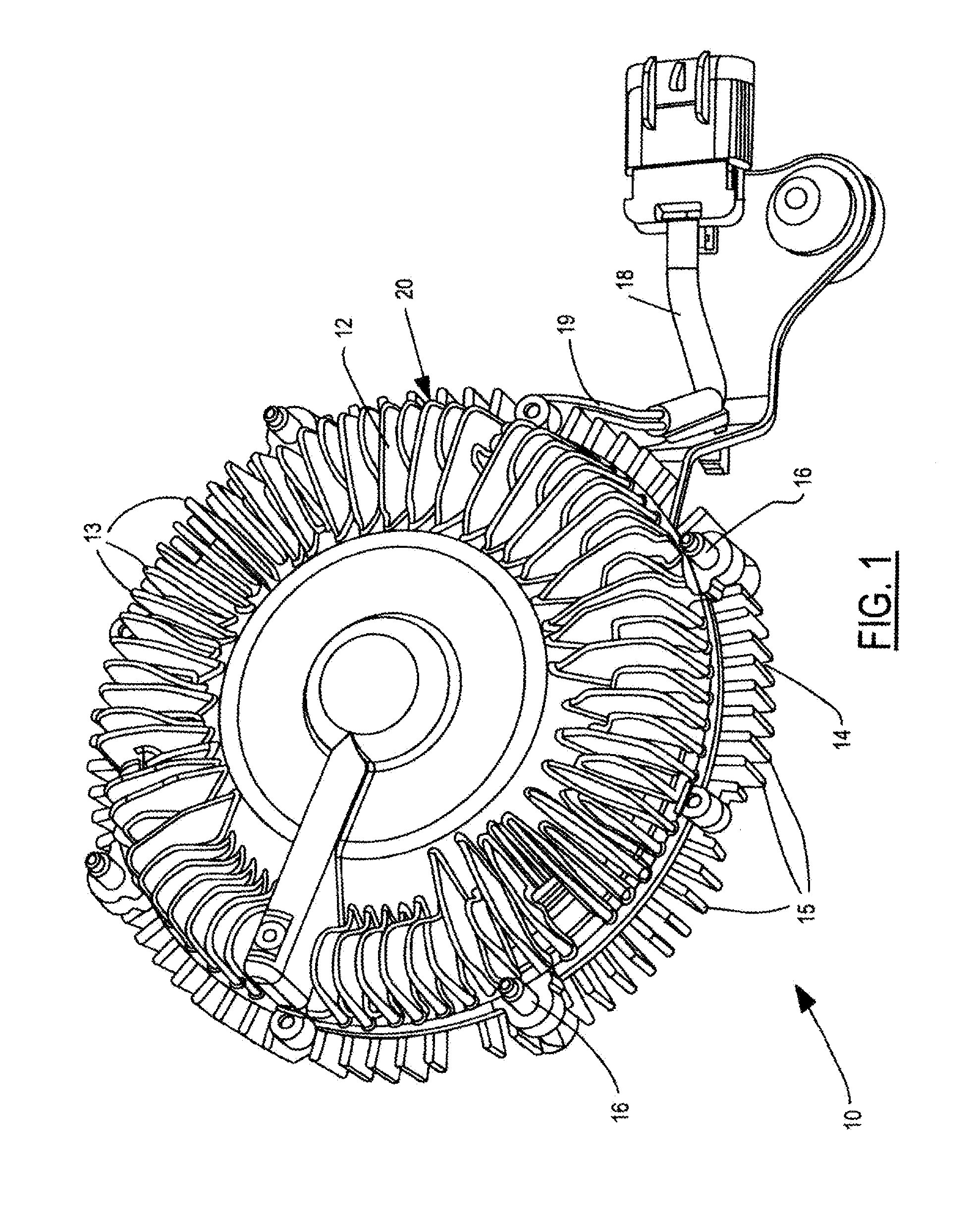 Electronically controlled viscous fan drive with bushing