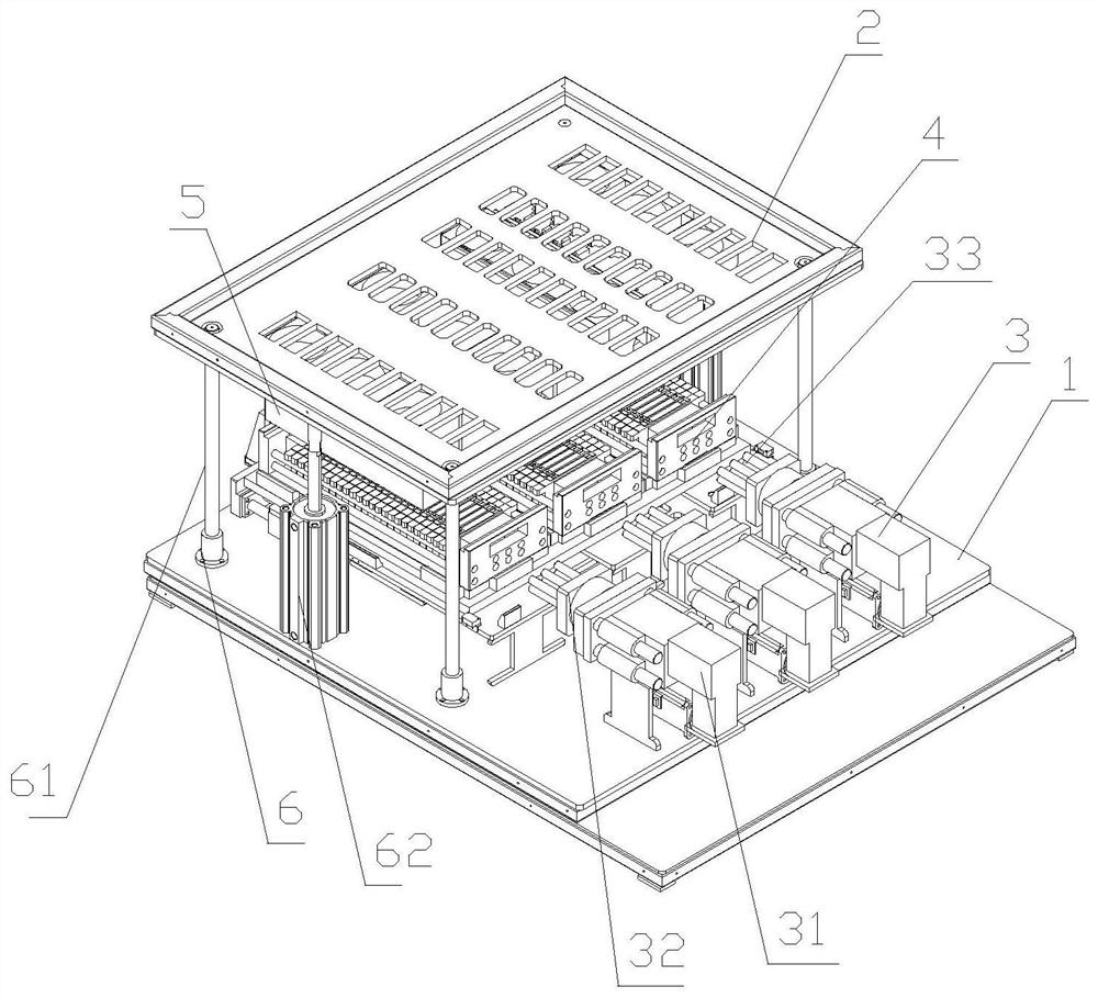 Square battery charge-discharge test motion mechanism and application method