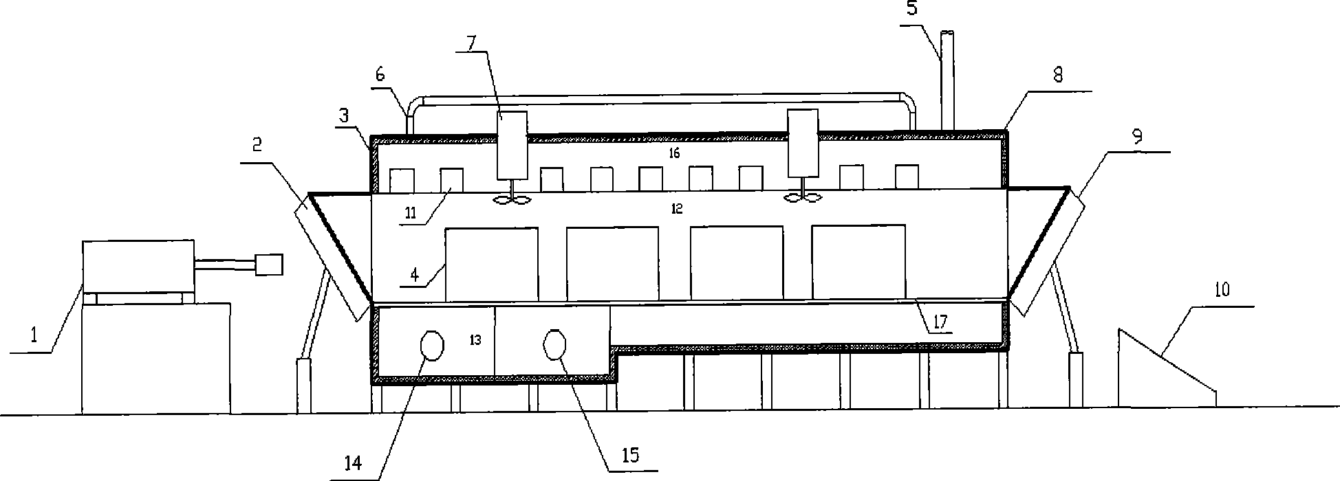 Tunnel type pyrolysis gasifying device and pyrolysis gasification method