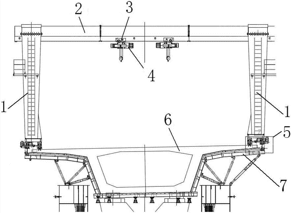 Gantry crane system being matched with movable die frame for being used and construction method of gantry crane system