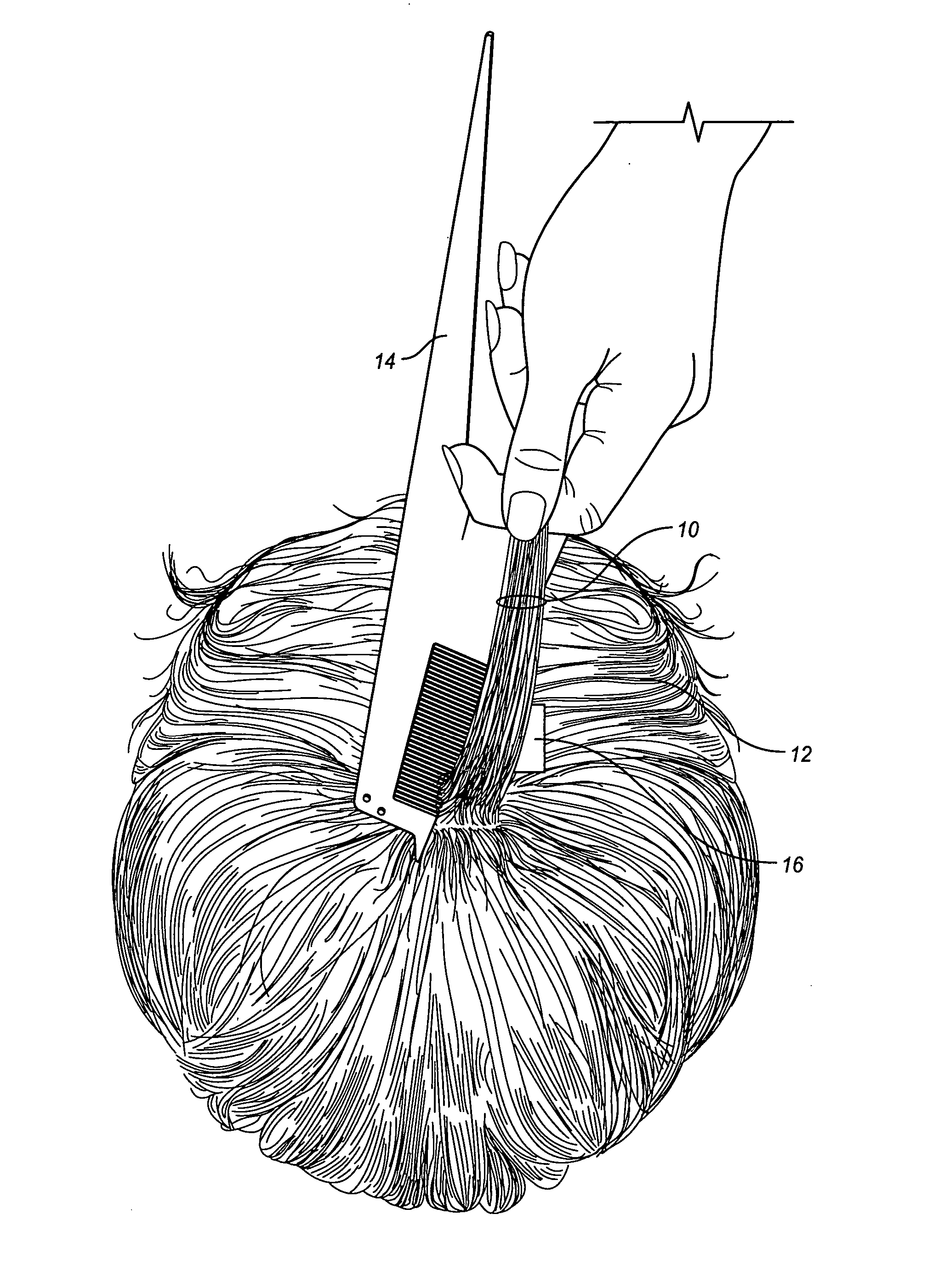 Method, device and cartridge for measuring fluctuations in the cross-sectional area of hair in a pre-determined scalp area