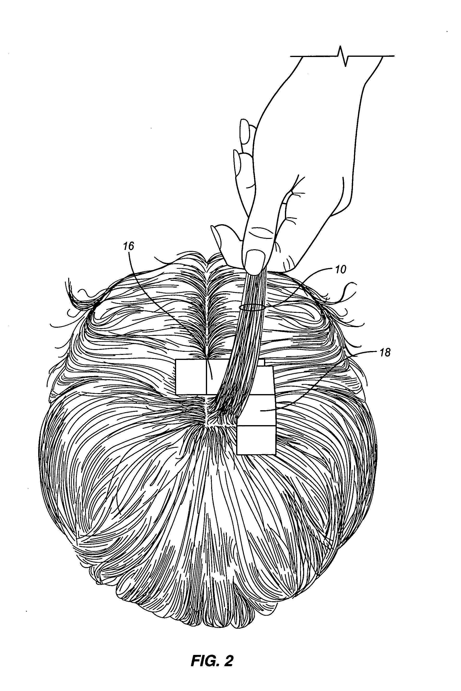 Method, device and cartridge for measuring fluctuations in the cross-sectional area of hair in a pre-determined scalp area