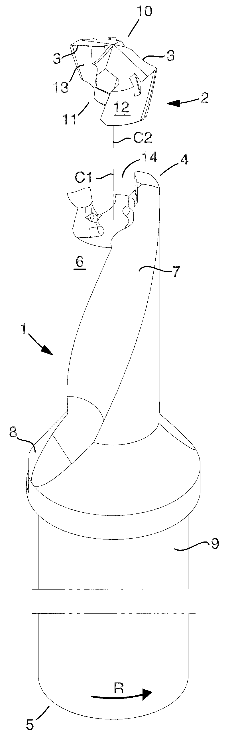 Drilling tool for chip removing machining as well as a loose top and a basic body therefor