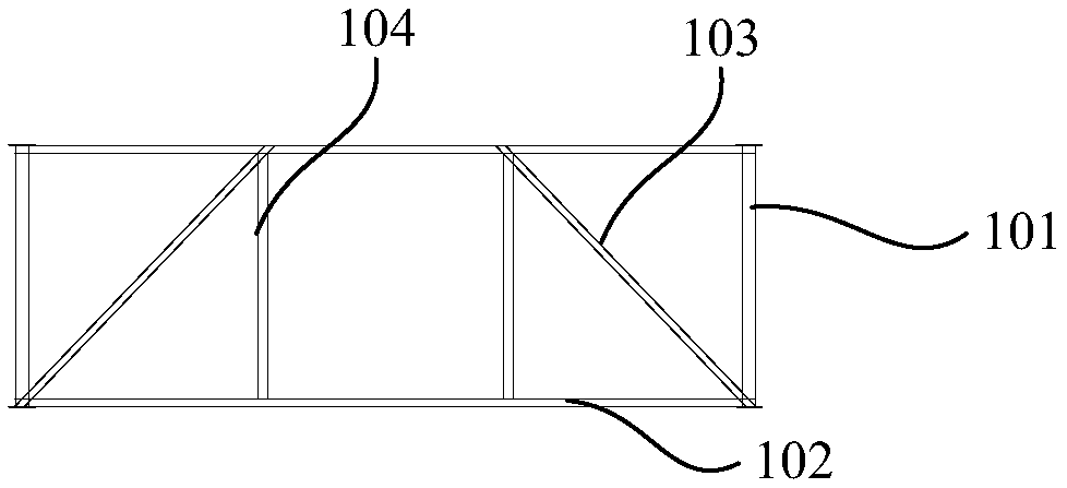 Hollow pier shaft built-in frame and construction method of hollow pier shaft