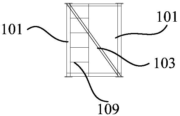 Hollow pier shaft built-in frame and construction method of hollow pier shaft