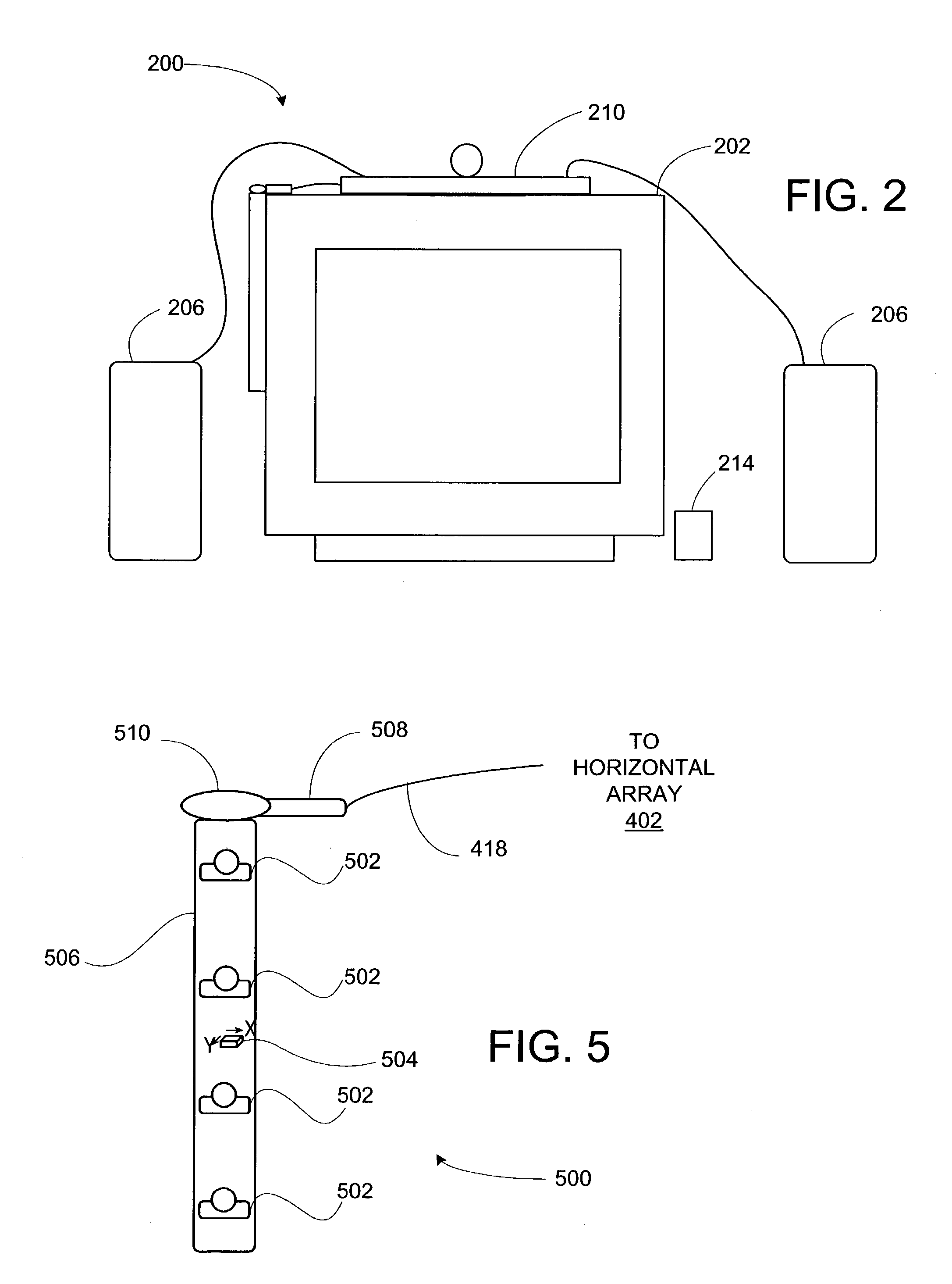 Videoconferencing system with horizontal and vertical microphone arrays