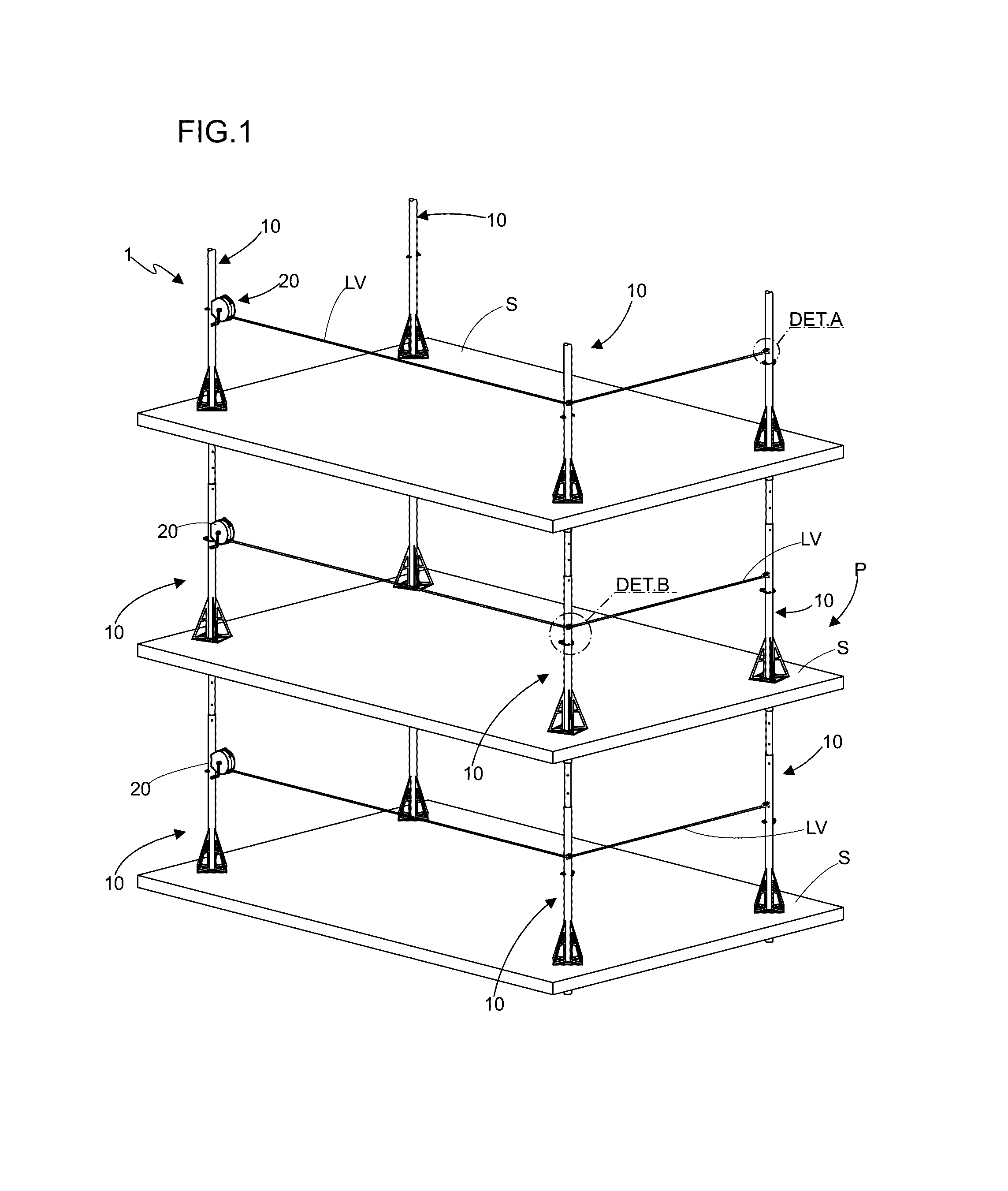 System for assembly of provisional horizontal lifelines