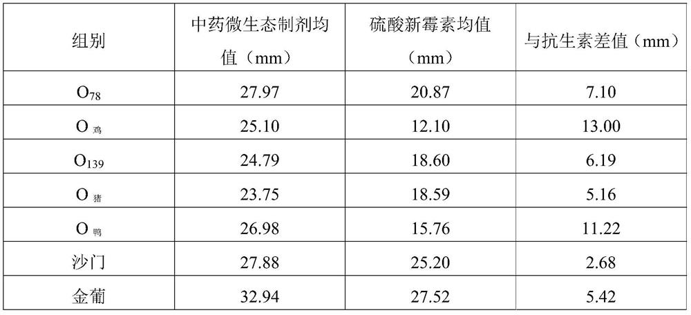 A kind of traditional Chinese medicine microecological preparation for preventing and treating livestock and poultry diarrhea and preparation method thereof