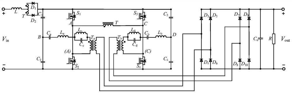 Isolation type soft switching LCTCL multi-resonant direct-current converter with self-boosting function