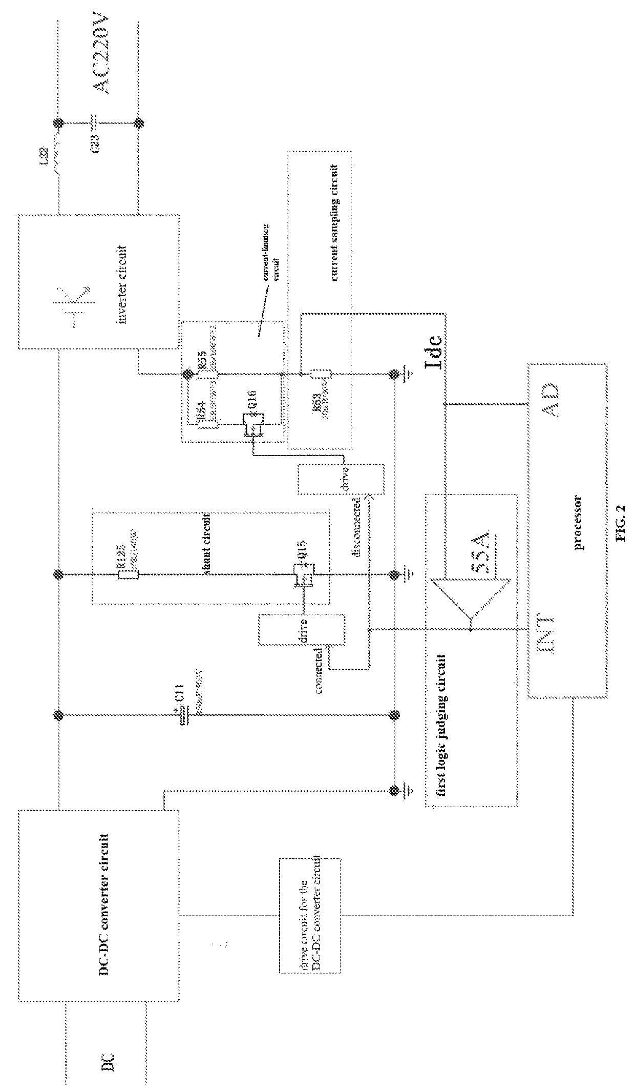 Power limiting circuit for an inverter device, and inverter device