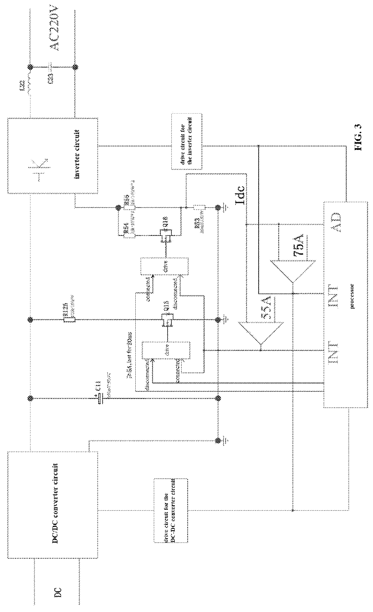 Power limiting circuit for an inverter device, and inverter device