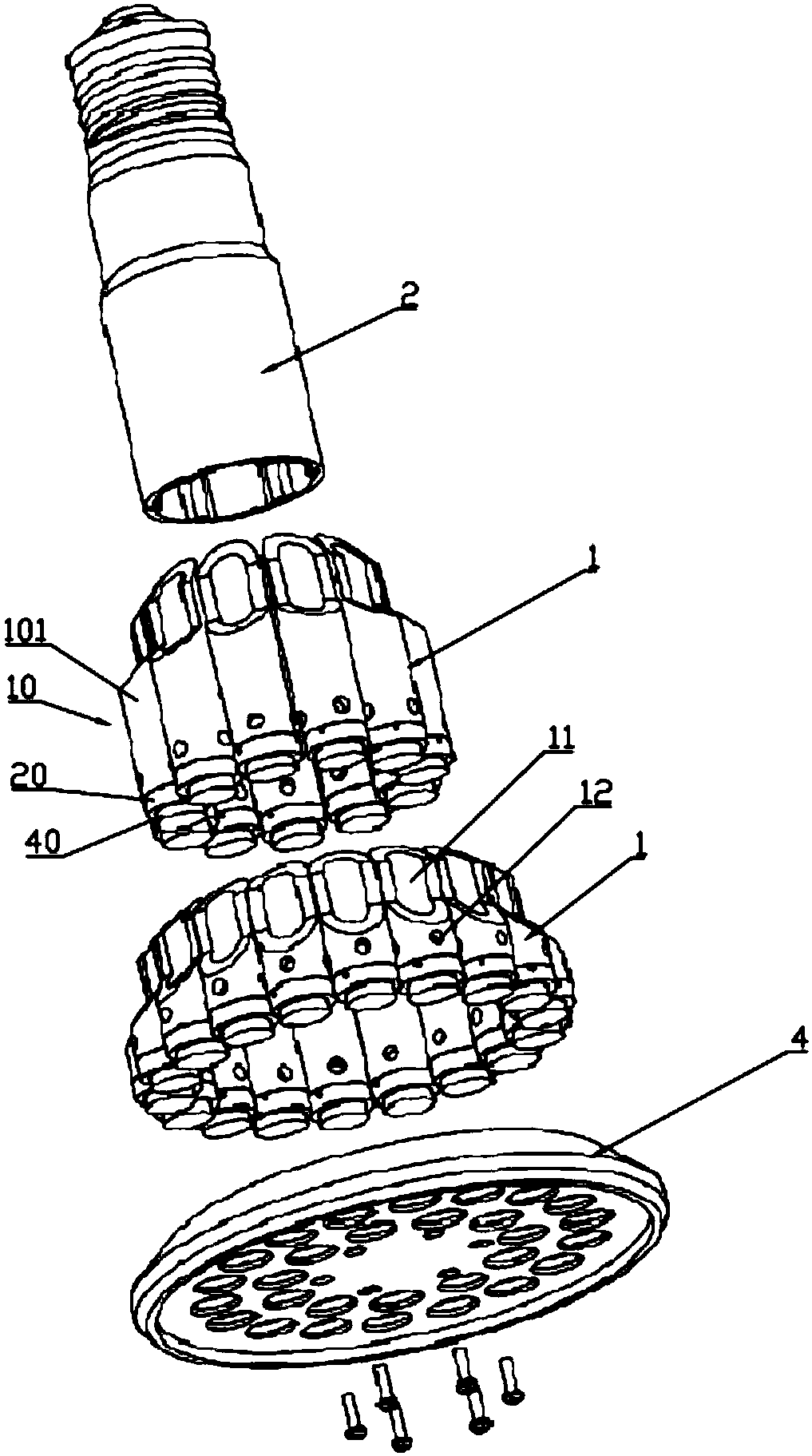 Radiator for LED module, LED module and LED lamp